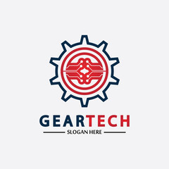 Tech gear logo vector design template. Technology Logo Template Design Vector, Emblem, Design Concept, Creative Symbol, Icon
