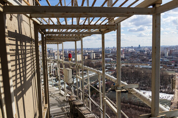 Russia, Moscow, 2019: view from the Ostankino TV tower to the city on the observation deck