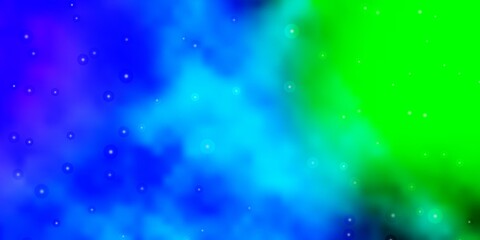 Light Blue, Green vector background with small and big stars. Shining colorful illustration with small and big stars. Pattern for websites, landing pages.