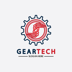 Tech gear logo vector design template. Technology Logo Template Design Vector, Emblem, Design Concept, Creative Symbol, Icon