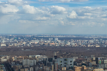 Russia, Moscow, 2019: view from the Ostankino TV tower to the city panorama