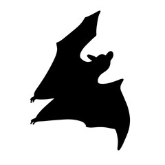 Black bat isolated on a white background. Silhouette of a bat. Design element for Halloween. Vector illustration