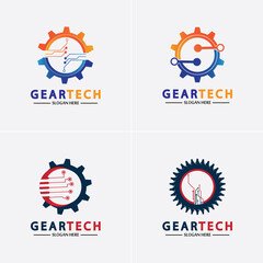Tech gear logo vector design template. Technology Logo Template Design Vector, Emblem, Design Concept, Creative Symbol, Icon