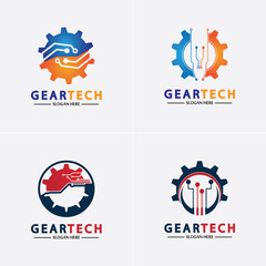 Fototapeta na wymiar Tech gear logo vector design template. Technology Logo Template Design Vector, Emblem, Design Concept, Creative Symbol, Icon