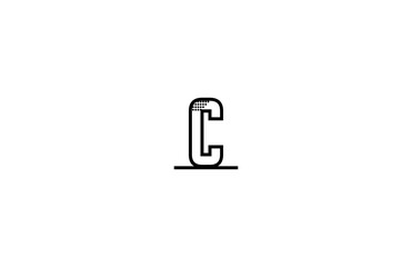 C Letter Monogram Line Dots Shadow Logotype