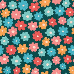 Seamless pattern with  flowers. Vector simple abstract pattern. For textiles, fabric, wrapping paper, wallpaper.