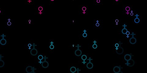 Light Blue, Red vector background with woman symbols.