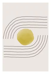 Lichtdoorlatende gordijnen Minimalistische kunst Trendy abstracte creatieve minimalistische artistieke handgeschilderde compositie