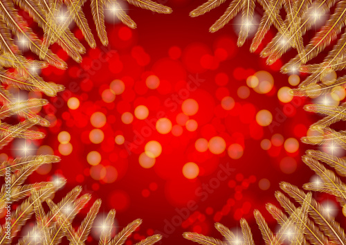 雪の結晶と光の赤色と金色のクリスマス背景 ベクターイラストのクリスマスカード Wall Mural Rrice