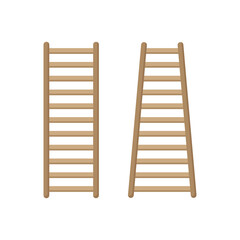 Flat icon wooden ladder isolated on white background. Vector illustration.