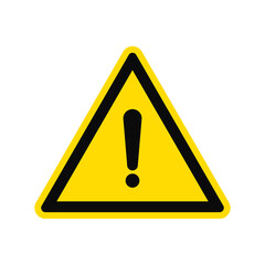 Hazard warning attention sign with exclamation mark symbol. Traffic sign isolated on white background. Vector illustration.