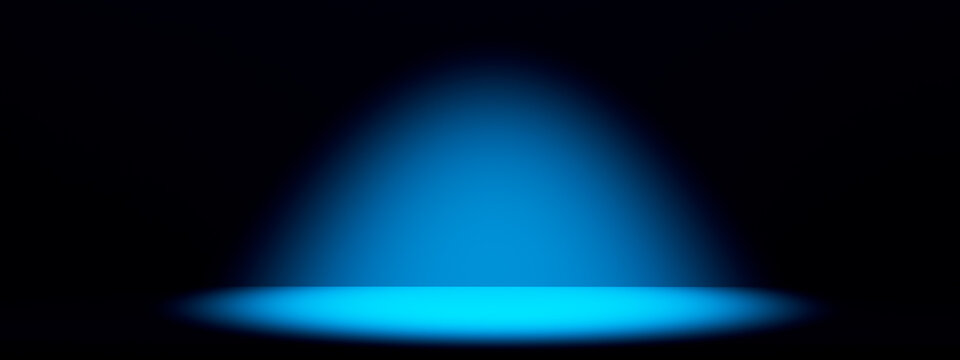 Spotlight beam in dark blu space