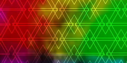 Light Multicolor vector backdrop with lines, triangles. Illustration with set of colorful triangles. Pattern for commercials.