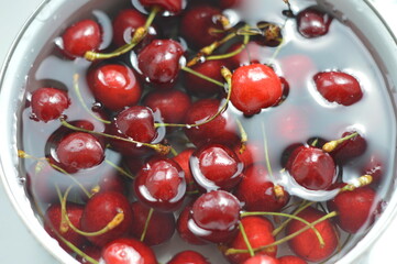 fresh cherries in a bowl