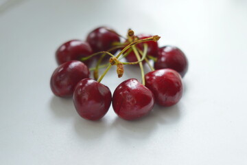 red cherries in a bowl