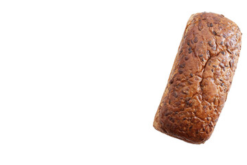 isolated bread with flax seeds on a right side of white background view from above

