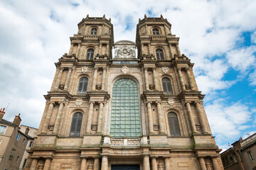 Fototapeta na wymiar RENNES, FRANCE - April 28, 2018: Cathedral Saint-Pierre of Rennes in Rennes, France