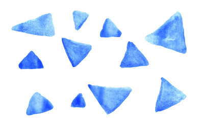 Watercolor seamless pattern with blue triangles abstract modern background, illustration template for textile, wallpaper, wrapping paper