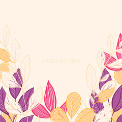 Beautiful colourful autumn leaves . Vector flat illustration
