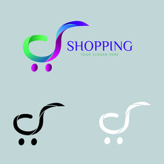 Unique  trolley for shopping logo