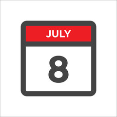 July 8 calendar icon with day of month