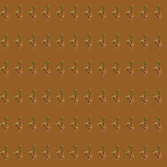 Seamless pattern with dry flowers on brown background