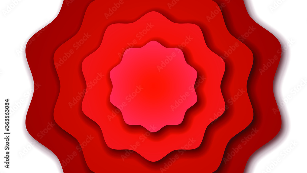 Poster white and red abstract paper cut background vector shadows 3d smooth objects modern design