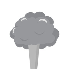 Mushroom explosion. Boom! Symbol, sticker tag, special offer label, advertising badge. Sign banner. Comics speech bubble bang. Clouds for explosions like boom.
