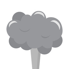 Mushroom explosion. Boom! Symbol, sticker tag, special offer label, advertising badge. Sign banner. Comics speech bubble bang. Clouds for explosions like boom.

