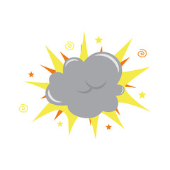 Explosion. Boom! Symbol, sticker tag, special offer label, advertising badge. Sign banner. Comics speech bubble bang. Clouds for explosions like boom.
