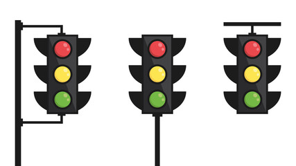 Traffic lights set. A method of traffic regulation. Vector illustration
