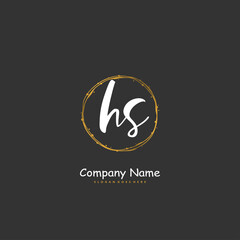 H S HS Initial handwriting and signature logo design with circle. Beautiful design handwritten logo for fashion, team, wedding, luxury logo.