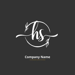 Fototapeta premium H S HS Initial handwriting and signature logo design with circle. Beautiful design handwritten logo for fashion, team, wedding, luxury logo.