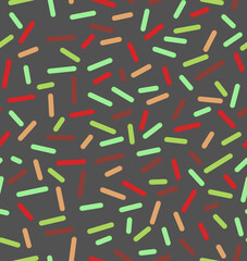 Confetti pattern on a dark background.