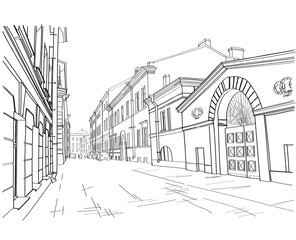 illustration of street in St. Petersburg. vector illustration