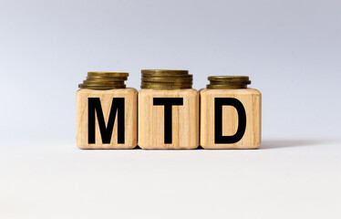 cubes with the word MTD on them. Care concept.