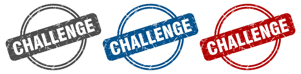 challenge stamp. challenge sign. challenge label set