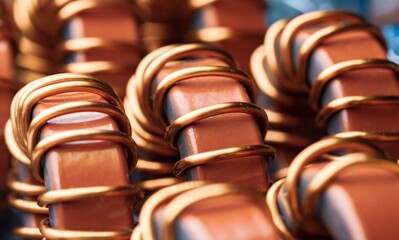 Close-up of brown iron powder cores