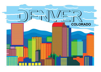 Denver skyline silhouette in colorful vector illustration .