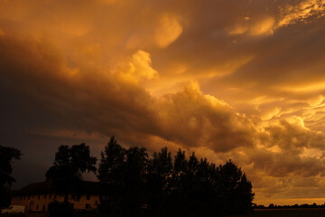 Sunset after the storm in the city 