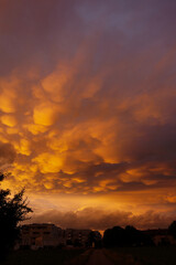 Sunset after the storm in the city 