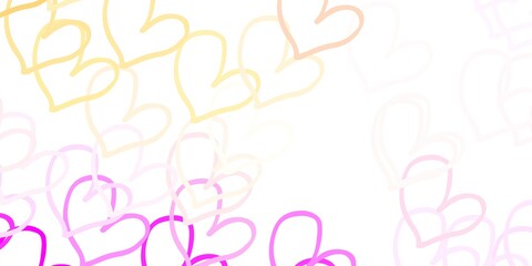 Light Pink, Yellow vector pattern with colorful hearts.