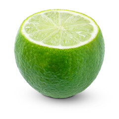 Sliced lime isolated on white background. Fresh citrus fruit.