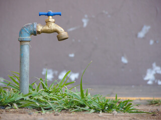 Garden tap saving water. Faucet concept