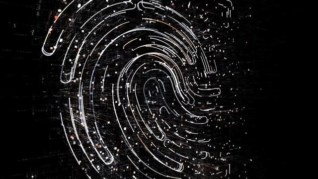4k fingerprint scan identity security data encryption logo tag cloud;binary computer code.The Matrix binary text design animation;changing from zero to one digits;abstract tech background.