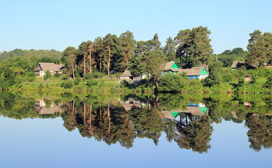 dawn in the village in summer