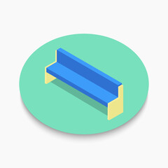 Simple isometric bench with 3d effect for magazine, cartoon or game. Eps 10 vector