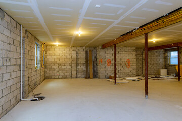Basement renovation interior frame of a new house under construction