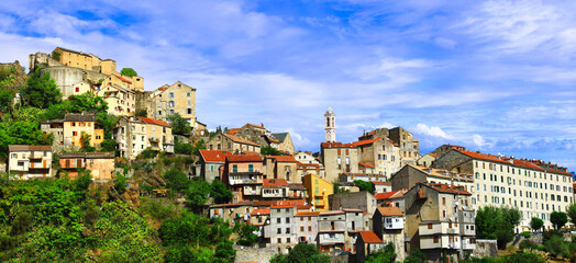 Fototapeta na wymiar Corsica island travel , beautiful places. Corte - old medieval village. France