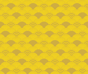 Yellow seigaiha Japanese wave pattern.